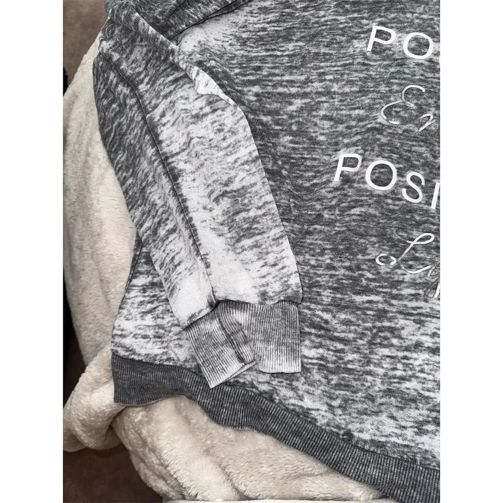Miken Flow burnout XL Gray Burnout Sweatshirt  Print Crew Neck  Positive Theme - Picture 5 of 12